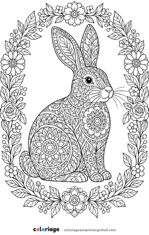 Coloriage mandala lapin