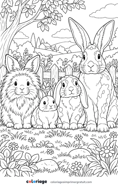 Coloriage les races de lapins