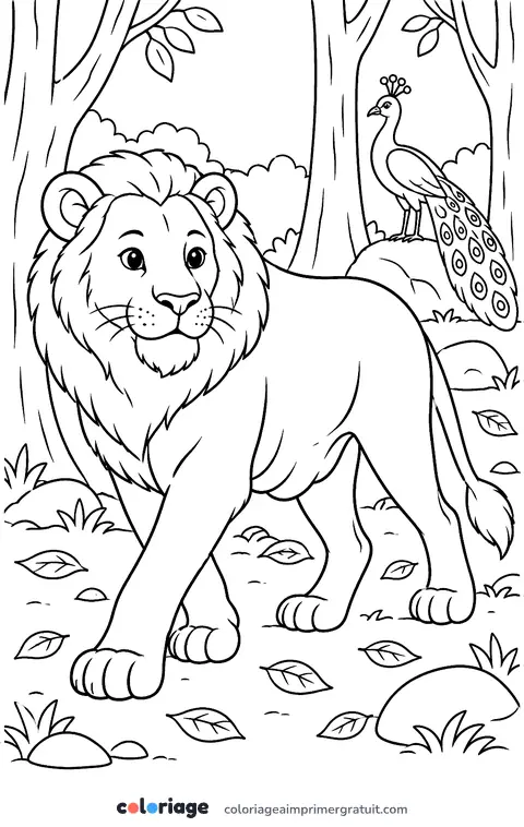 Coloriage lion d’Asie