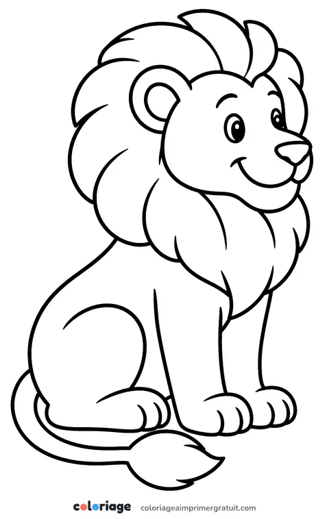 Coloriage lion assis
