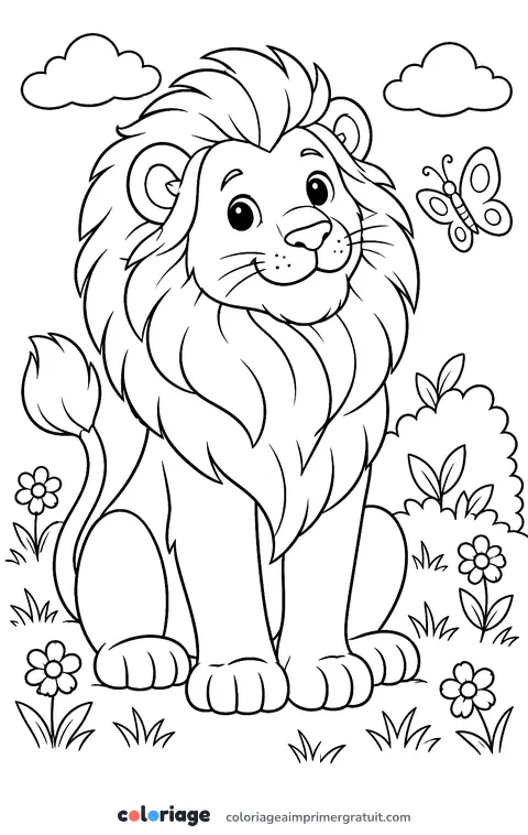 Coloriage lion blanc