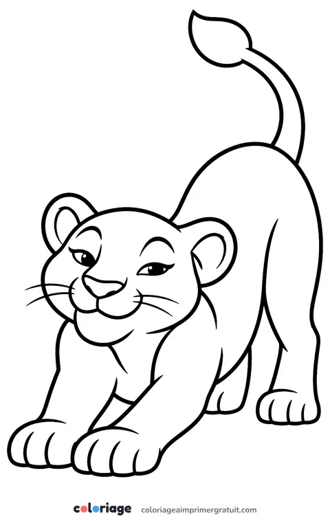 Coloriage lionne qui s’étire