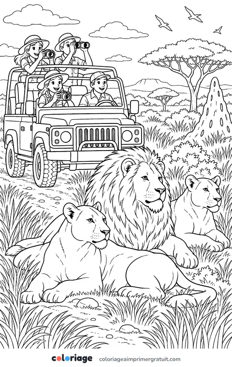 Coloriage safari photo