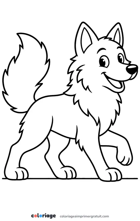 Coloriage loup qui trotte