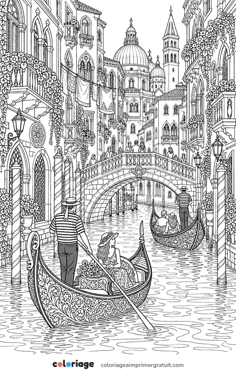 Coloriage maisons sur les canaux