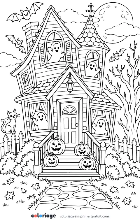 Coloriage maison d’Halloween
