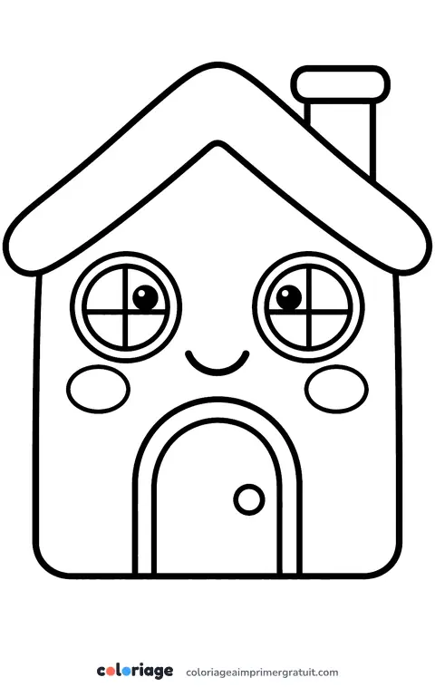 Coloriage maison kawaii