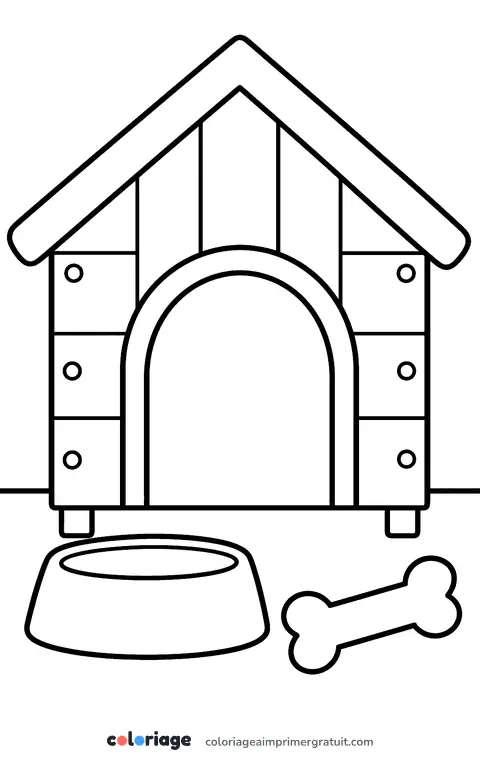 Coloriage niche de chien