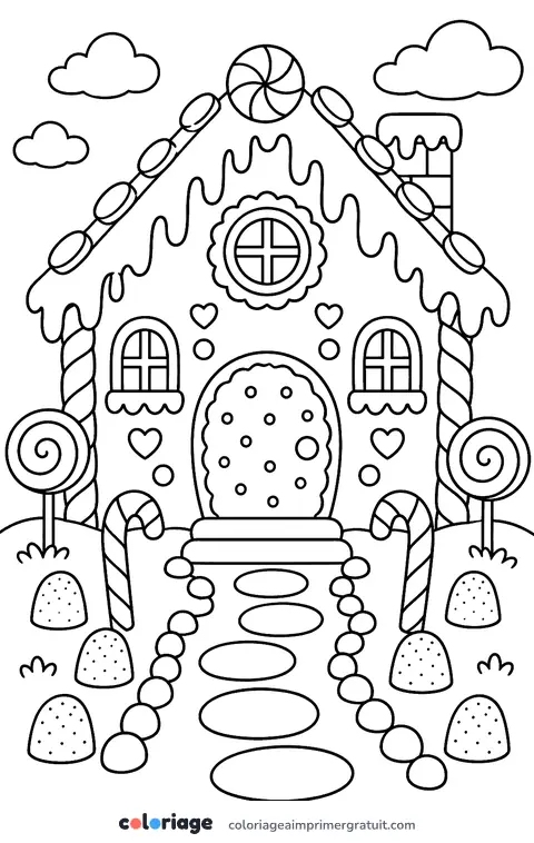 Coloriage maison en pain d’épices