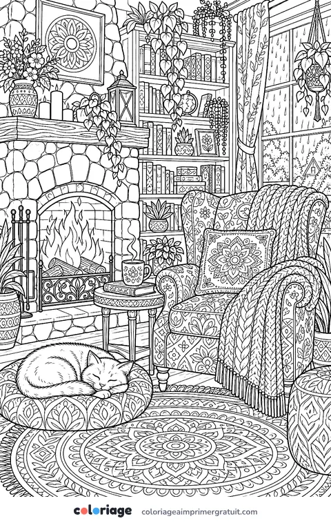 Coloriage salon cosy