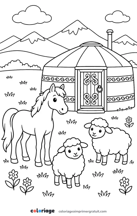 Coloriage yourte