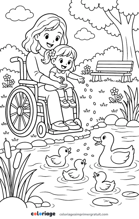 Coloriage les canards du parc
