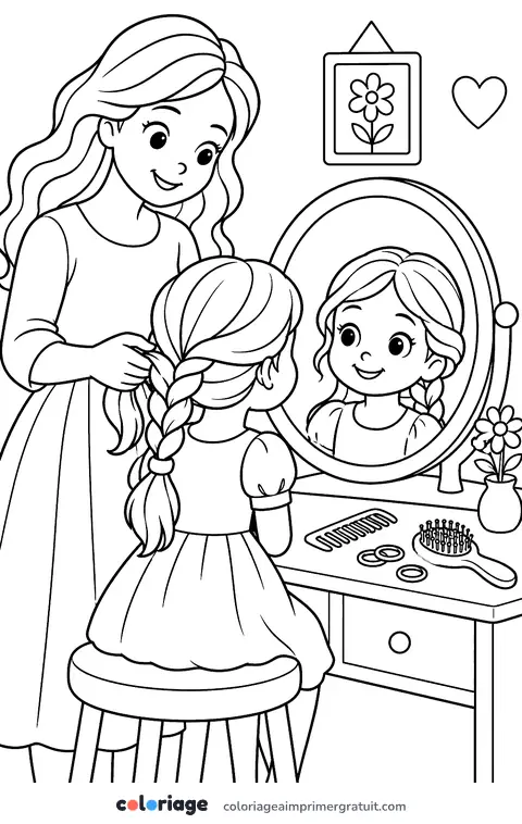 Coloriage la coiffure du matin