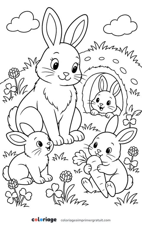 Coloriage maman lapine