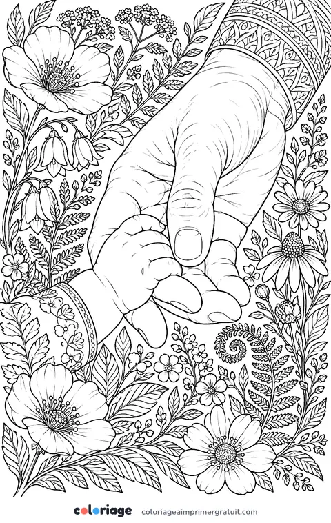 Coloriage petite main, grande main