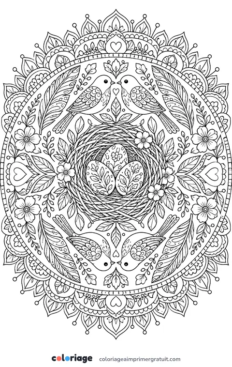Coloriage mandala du nid