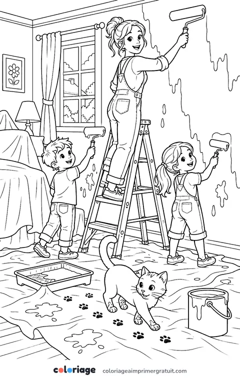 Coloriage on repeint la chambre