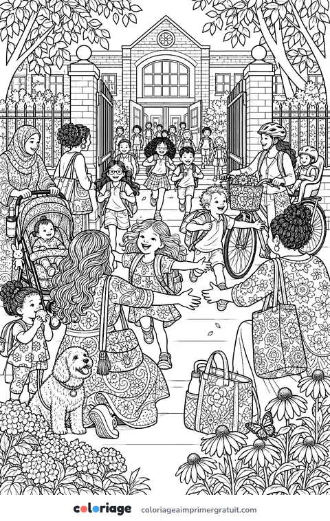Coloriage la sortie de l’école