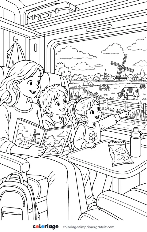 Coloriage voyage en train