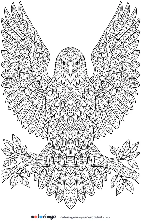 Coloriage aigle aux ailes déployées
