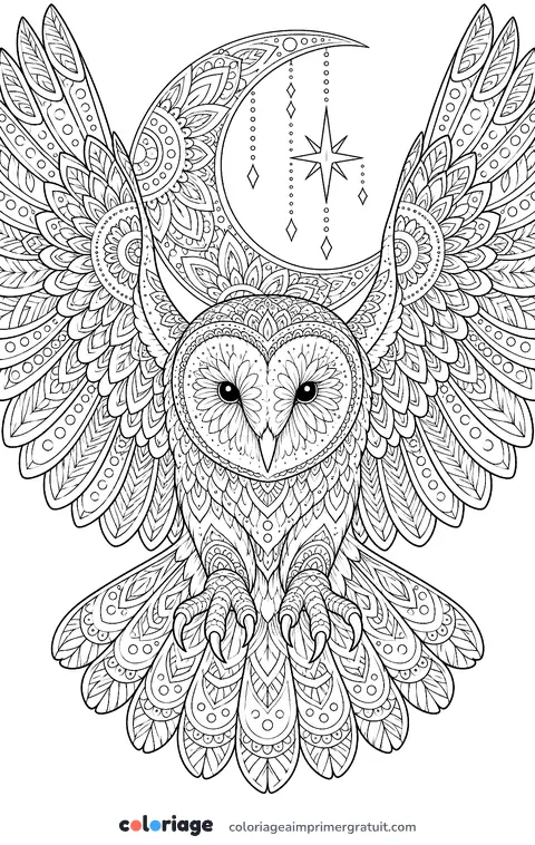 Coloriage chouette effraie