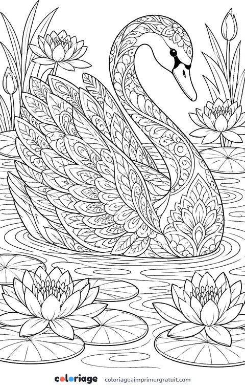Coloriage cygne mandala