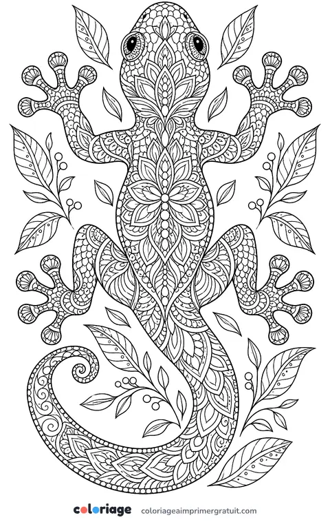 Coloriage gecko mandala