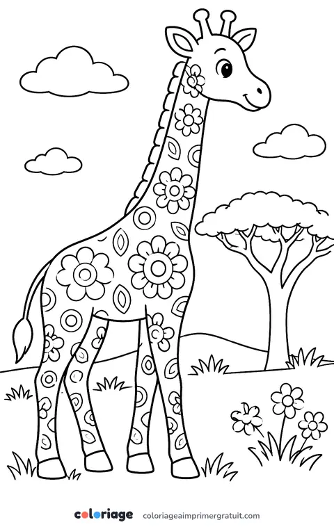 Coloriage girafe mandala