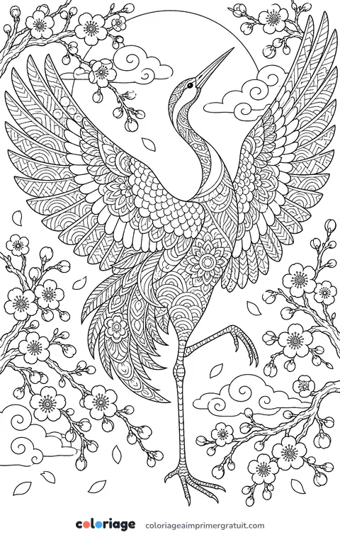 Coloriage grue du Japon