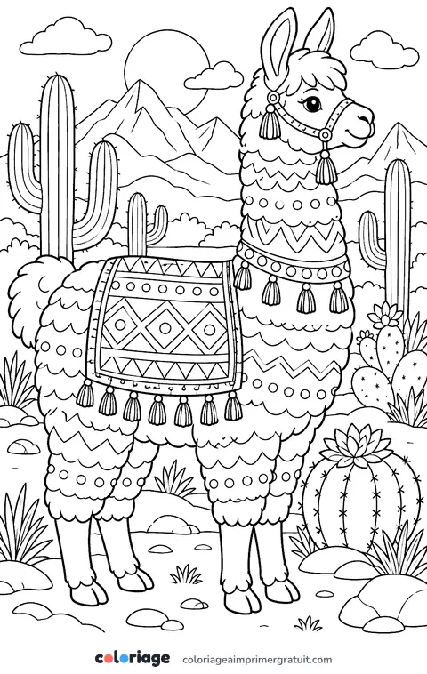 Coloriage lama mandala