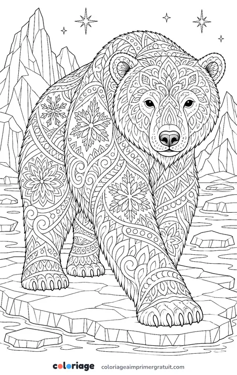 Coloriage ours polaire mandala