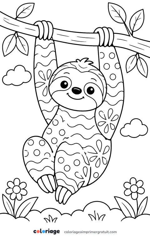 Coloriage paresseux mandala