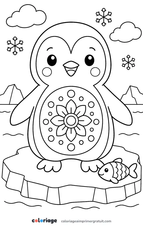 Coloriage pingouin mandala