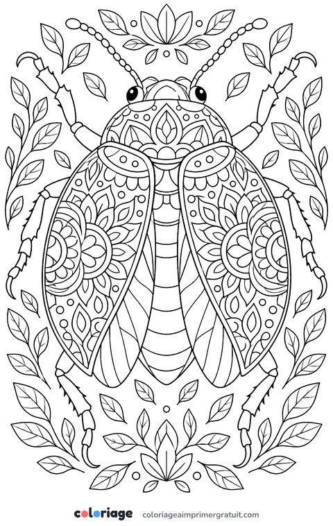 Coloriage scarabée mandala