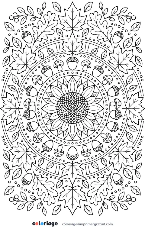 Coloriage mandala d’automne