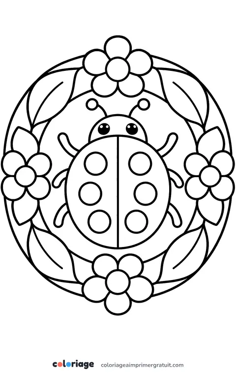 Coloriage mandala coccinelle
