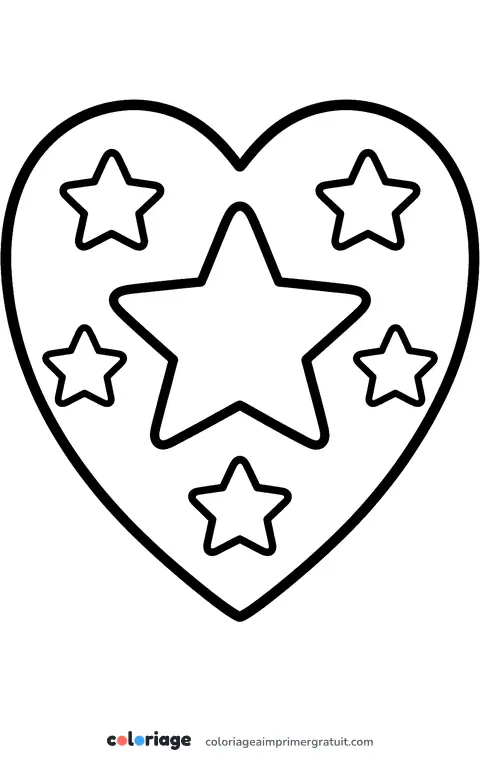 Coloriage cœur étoilé