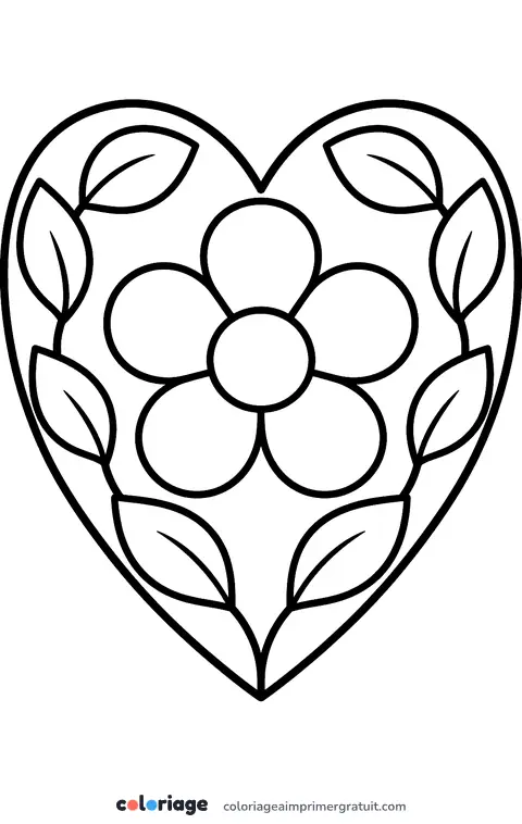 Coloriage cœur fleur