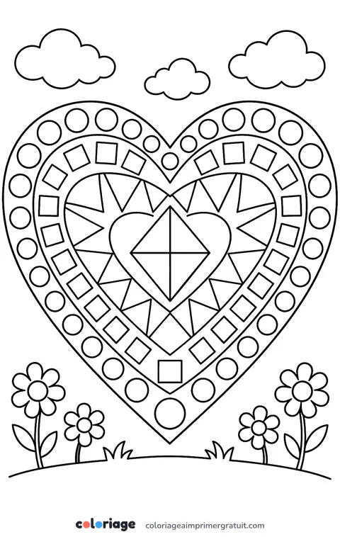 Coloriage cœur géométrique