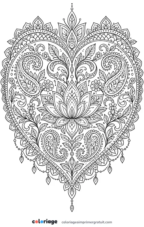 Coloriage cœur au henné