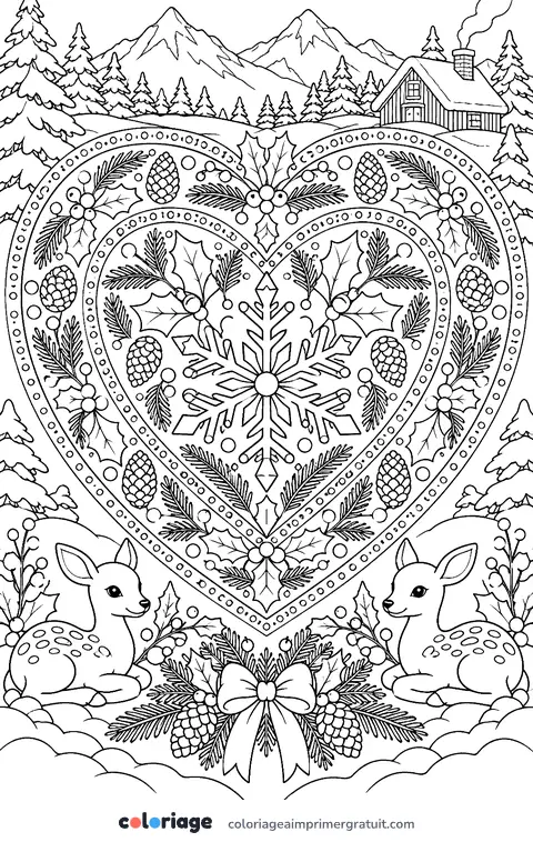 Coloriage cœur d’hiver