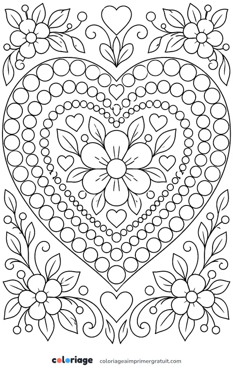 Coloriage cœur en points