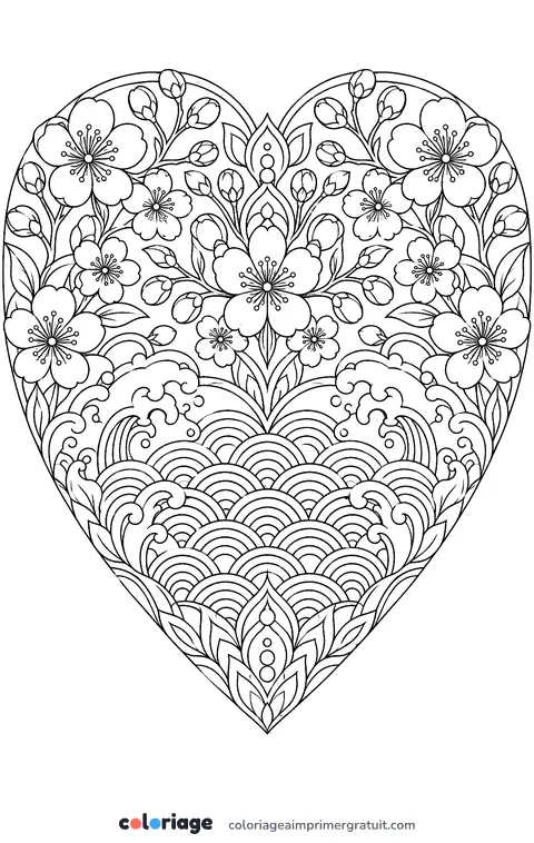 Coloriage cœur sakura