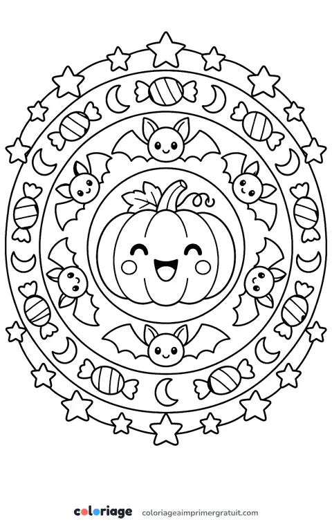Coloriage mandala d’Halloween