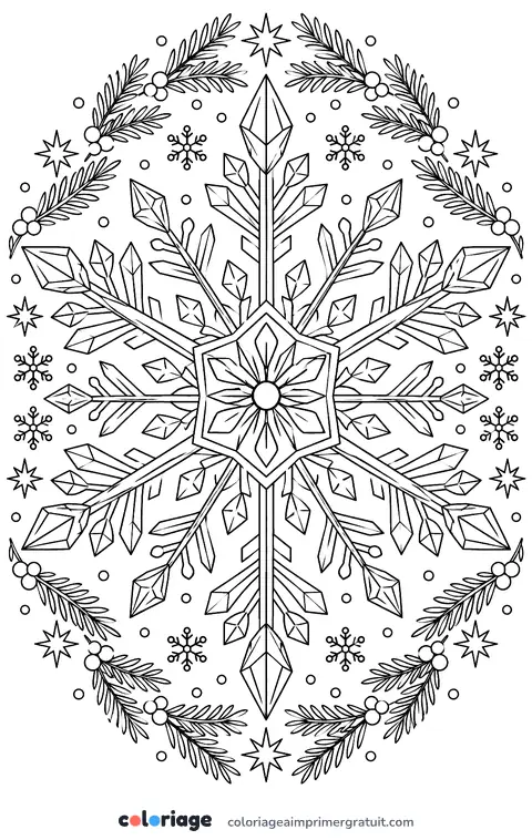 Coloriage mandala flocon d’hiver