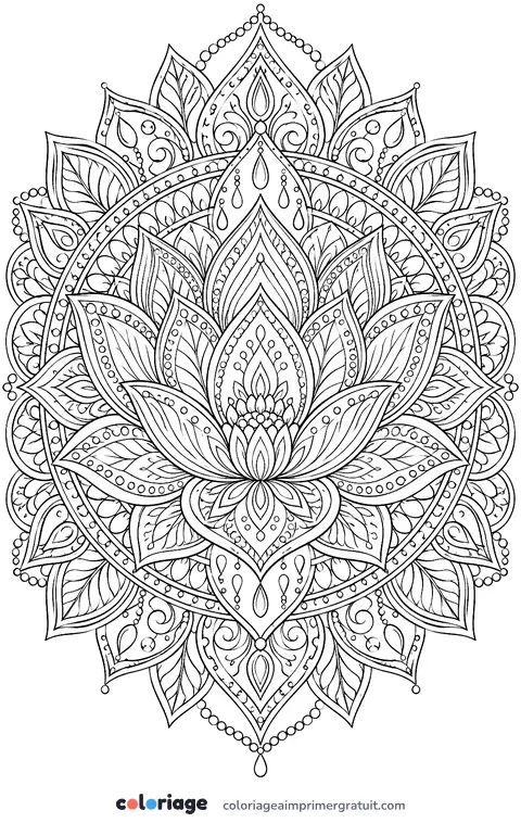 Coloriage mandala lotus