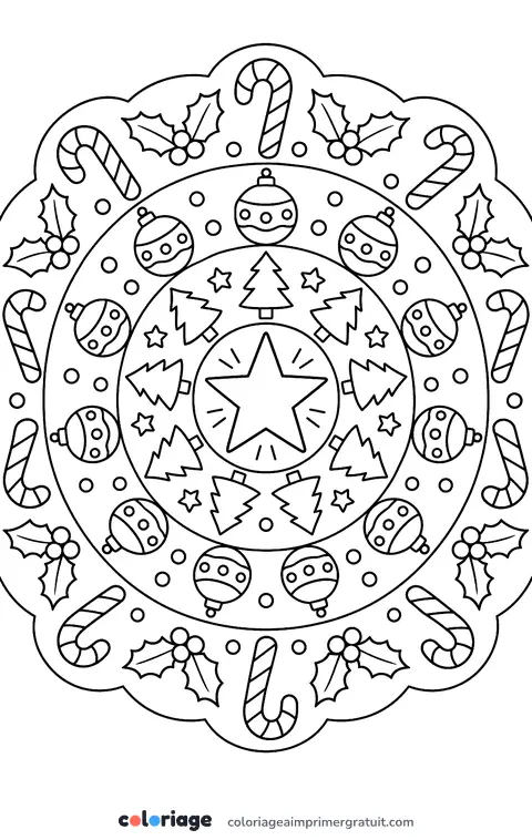 Coloriage mandala de Noël