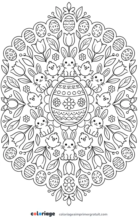 Coloriage mandala de Pâques