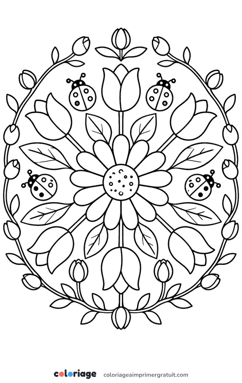 Coloriage mandala du printemps