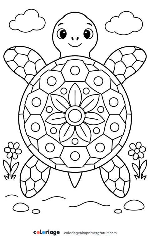 Coloriage mandala tortue